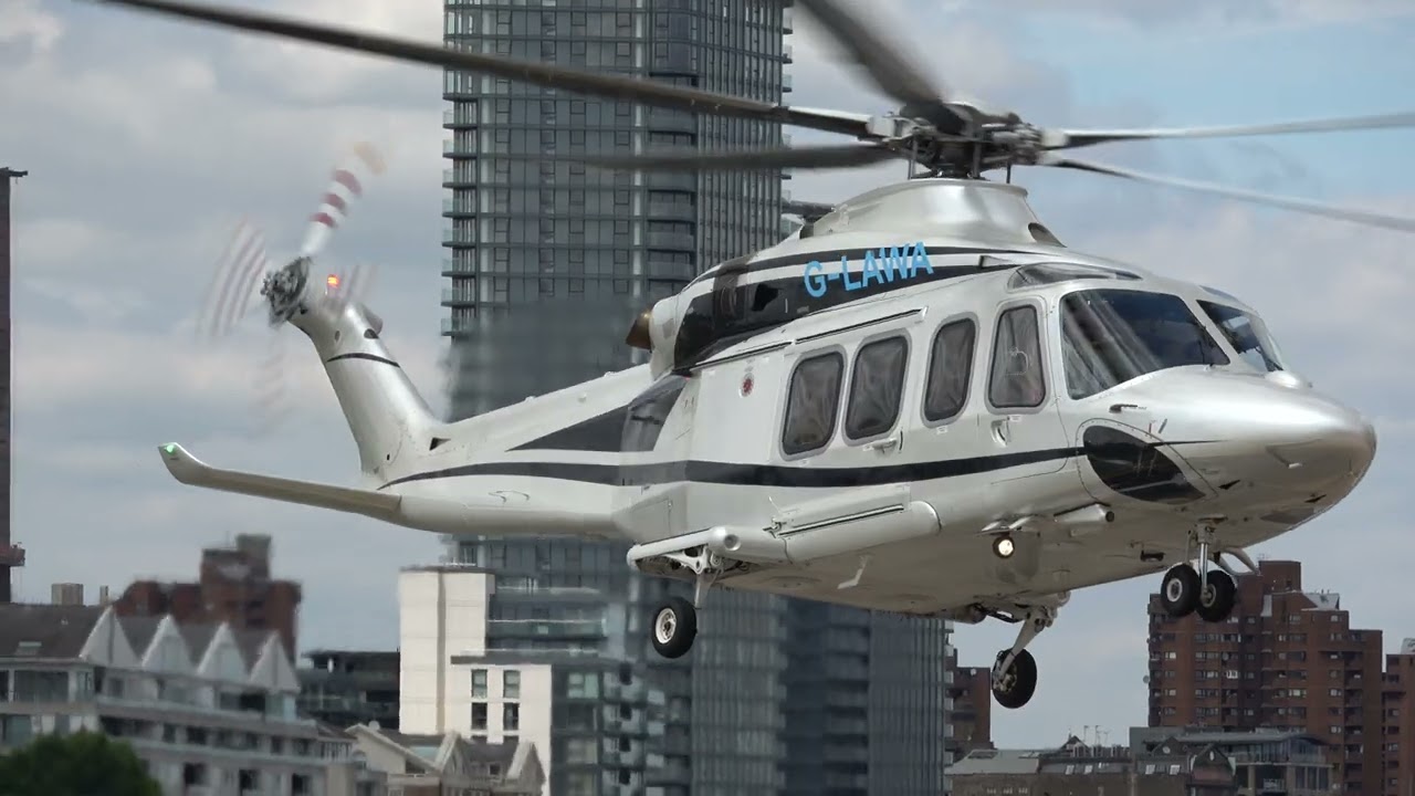G-LAWA AW139 ARRIVES AND DEPARTS FROM LONDON BATTERSEA HELIPORT 13/6