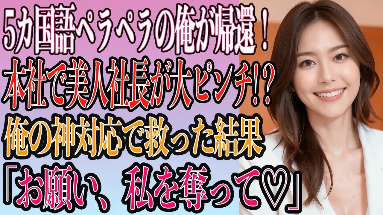 【スカッと感動馴れ初め】5ヶ国語を話せる俺が本社に復帰！美人社長の窮地を救ったら、恋が始まった件❤【いい話・朗読・泣ける話】