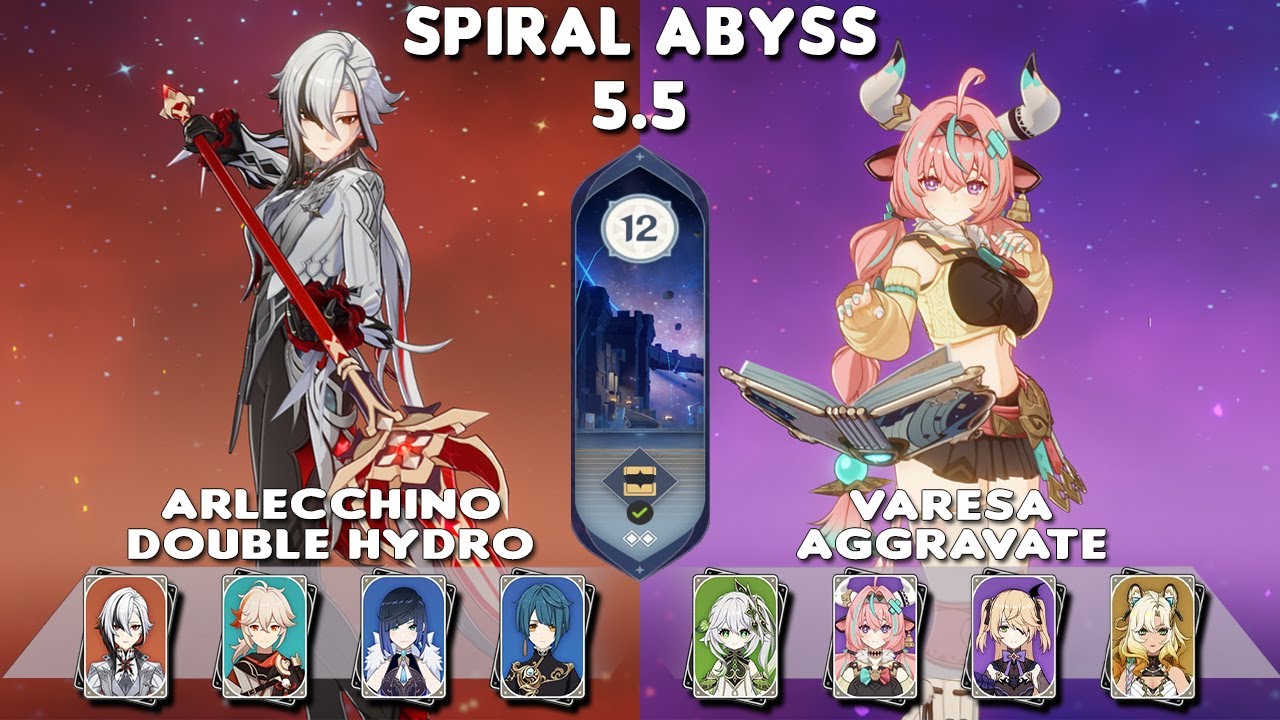 Spiral Abyss 5.5 | C0 Arlecchino Double Hydro & C0 Varesa Aggravate | Floor 12-9⭐| Genshin Impact
