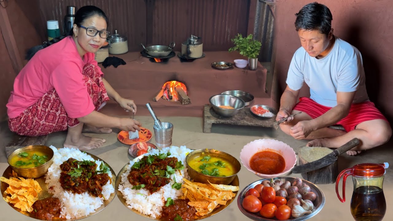 Daily Morning Chores and Cooking Delicious Dry Fish Gravy Recipe with Rice || Village Vlog