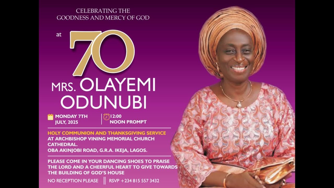 70TH BIRTHDAY OF MRS. OLAYEMI ODUNUBI