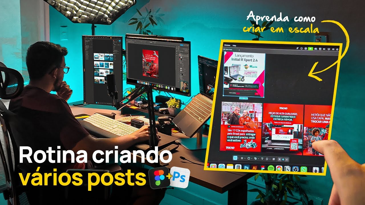 Bastidores criando vários POSTS para os meus clientes | Rotina como Designer