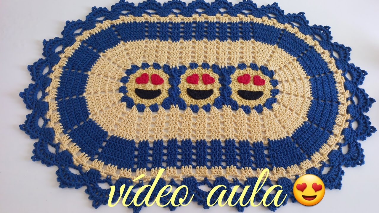 Tapete do Emoji Apaixonado/jogo de banheiro em crochê fácil e rápido de fazer 😍