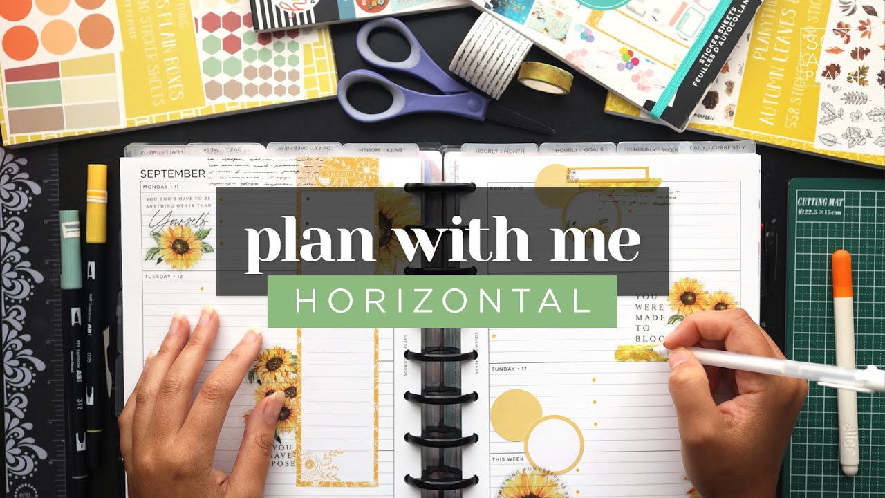 PLAN WITH ME :: DECORATING A HORIZONTAL LAYOUT IN A CLASSIC HAPPY PLANNER :: SUNFLOWERS