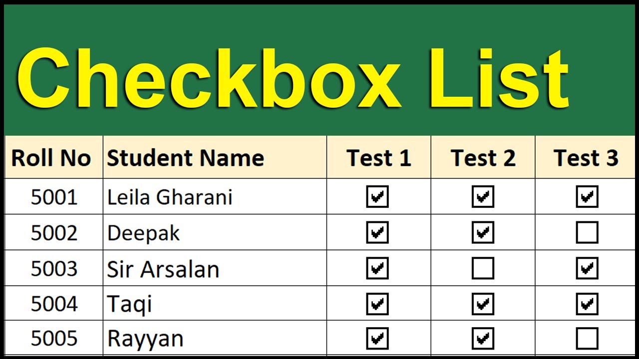 How to Create a Checkbox List in Excel