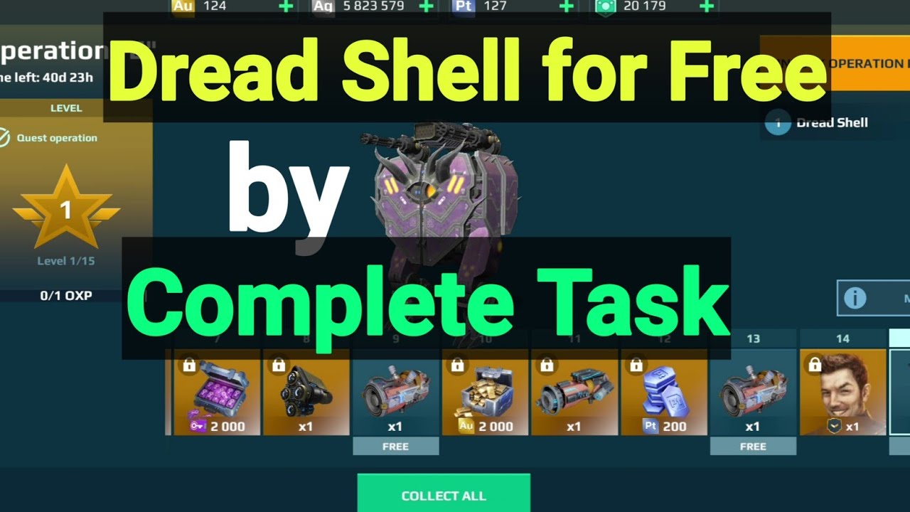 Free Dread Shell Task on D operation pass || complete task to get free Dread Shell War Robots