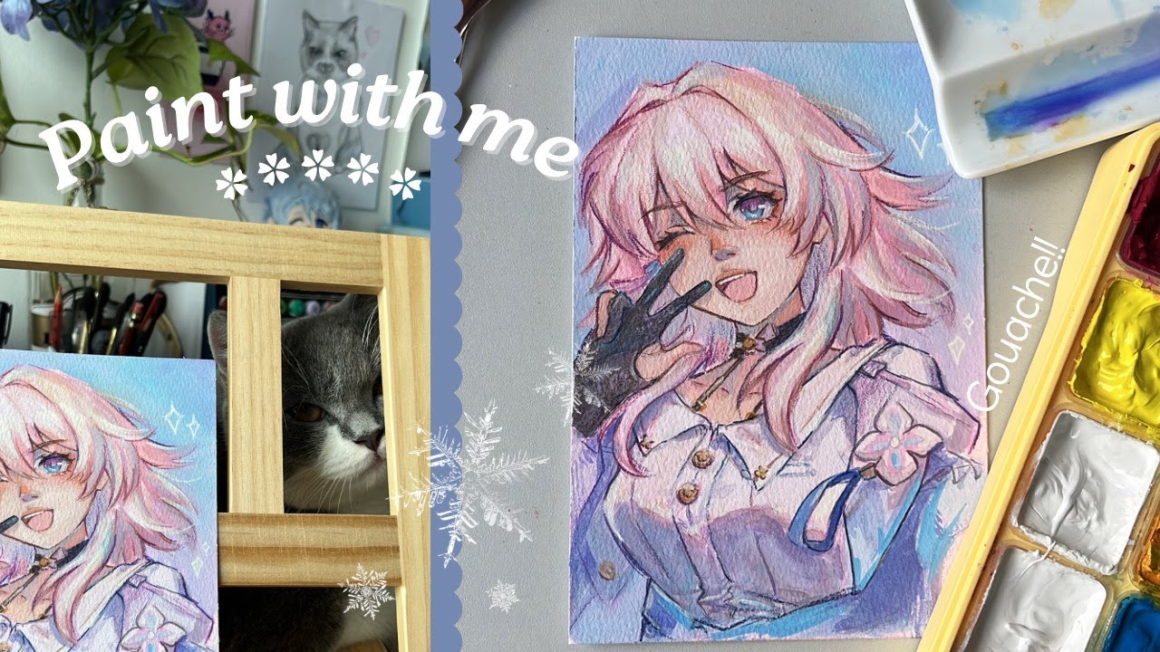 ✧ gouache painting ✧ march 7th from honkai star rail!