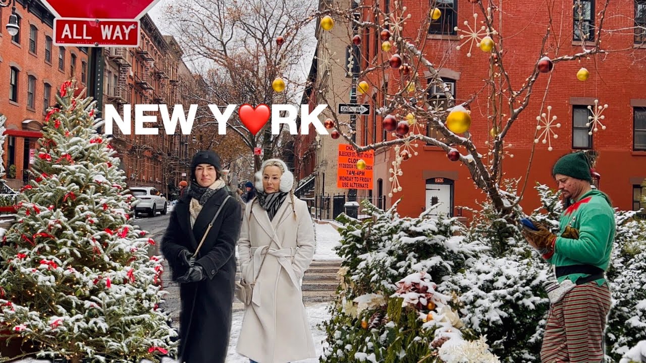 [4K]🇺🇸NYC Walk🎄☃️ White Christmas Eve in New York City❄️Beautiful Snowfall in West Village |Dec 2024