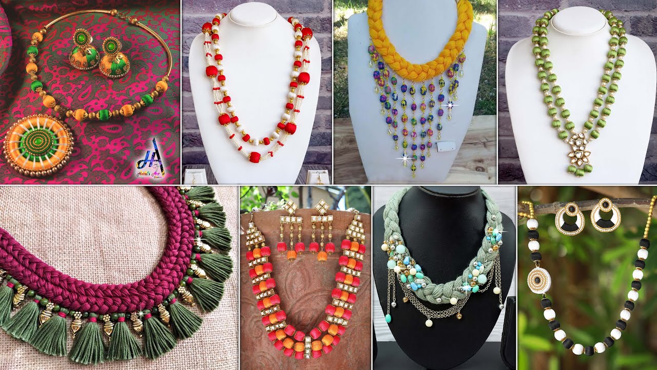 Most Dazzling!.. 10 DIY Silk Thred Necklace Making At Home #DIYJewelry