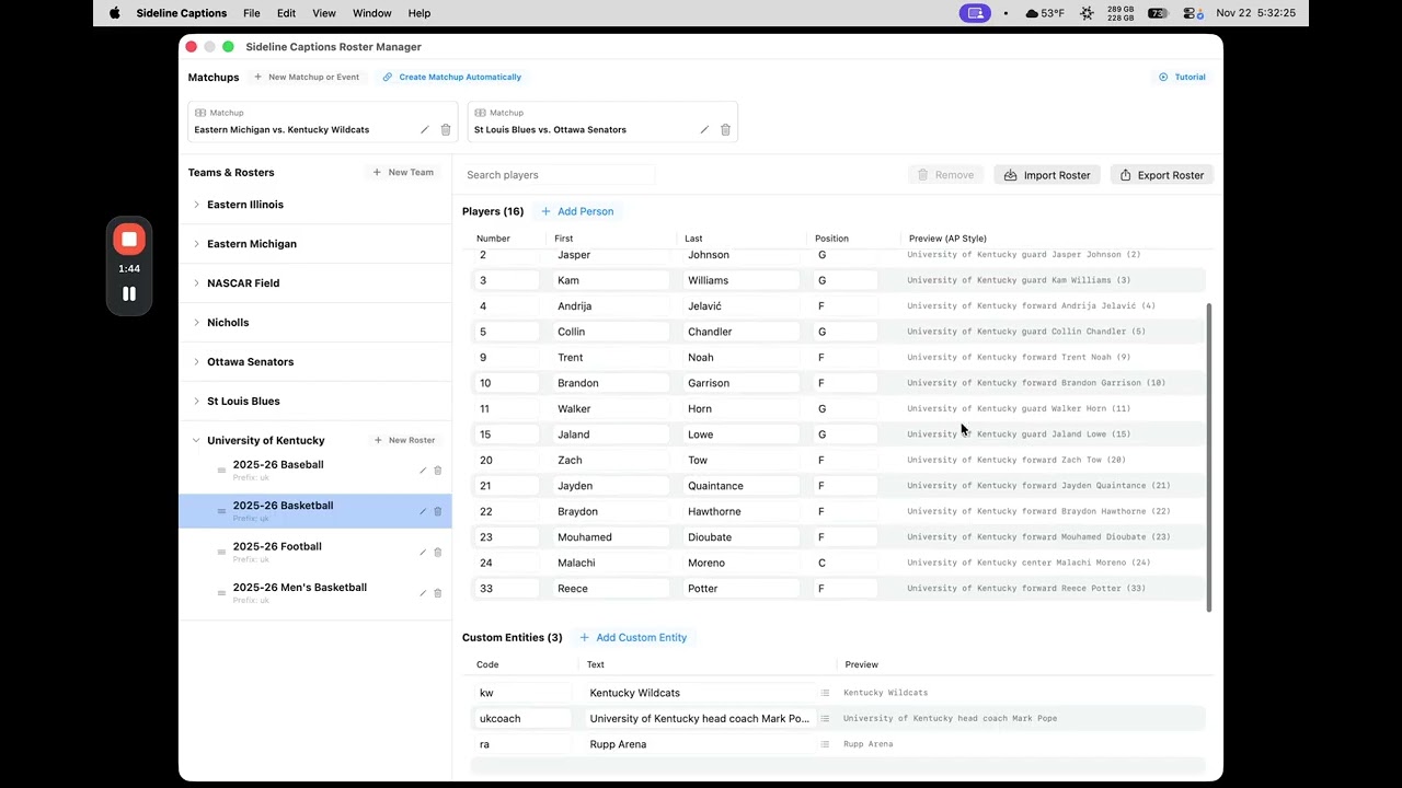 Importing to Sideline from Photo Mechanic Code Replacement Files