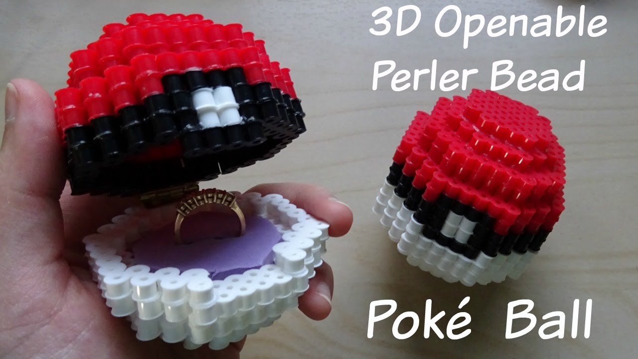 3D Perler Bead Openable Pok&eacute; Ball (Ring Box)