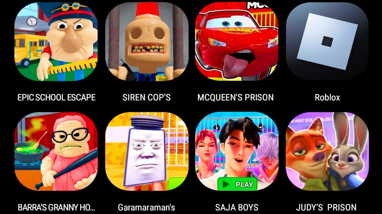EPIC SCHOOL ESCAPE,SIREN COP'S PRISON,MCQUEEN'S PRISON,BARRA'S GRANNY HOUSE,GARAMARAMANS,SAJA BOYS,,