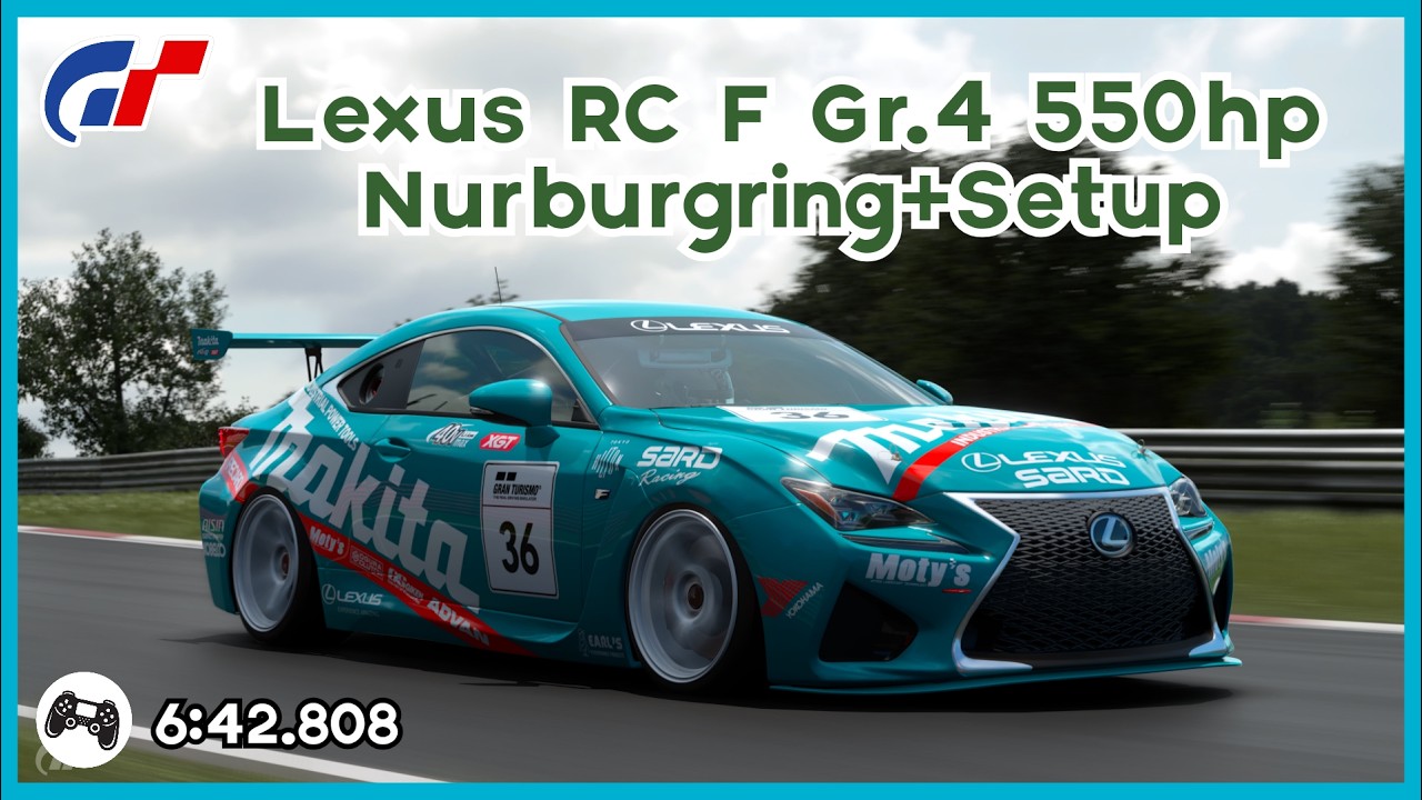 GT7 | 550hp Lexus RC F Gr.4 Nurburgring 6:42.808 | Lap + Setup