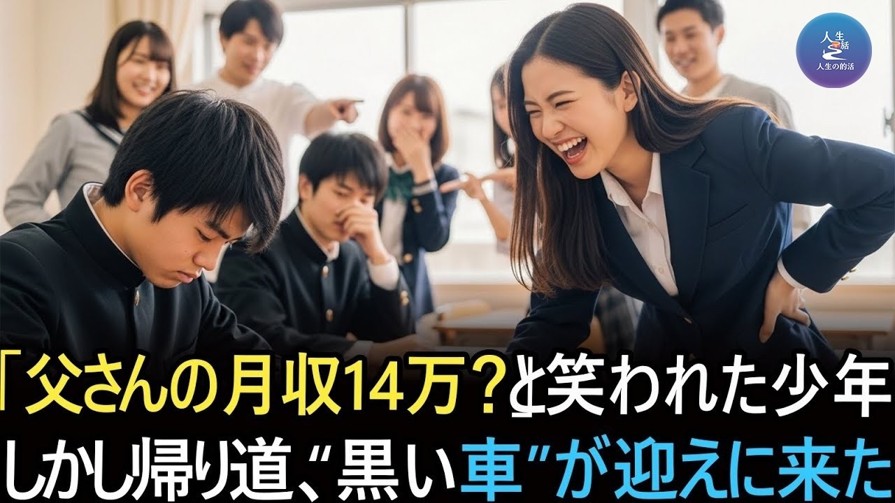 「パパの月収14万？」貧乏人と同級生に笑われた男子高校生。下校時、校門に黒塗りの高級車が現れ…