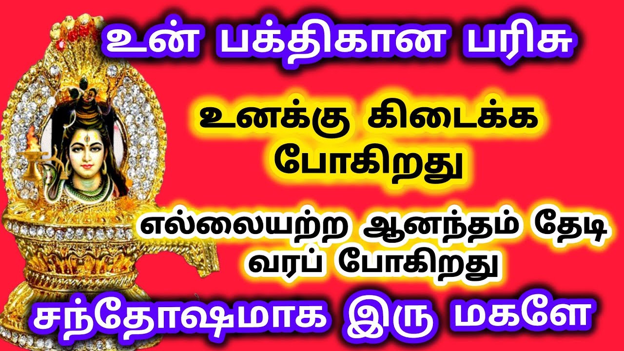 உன் அளவற்ற பக்திகான பரிசு உனக்கு கிடைக்க போகிறது எல்லையில்லாத ஆனந்தம் தேடி வரும் சந்தோஷமாக இரு