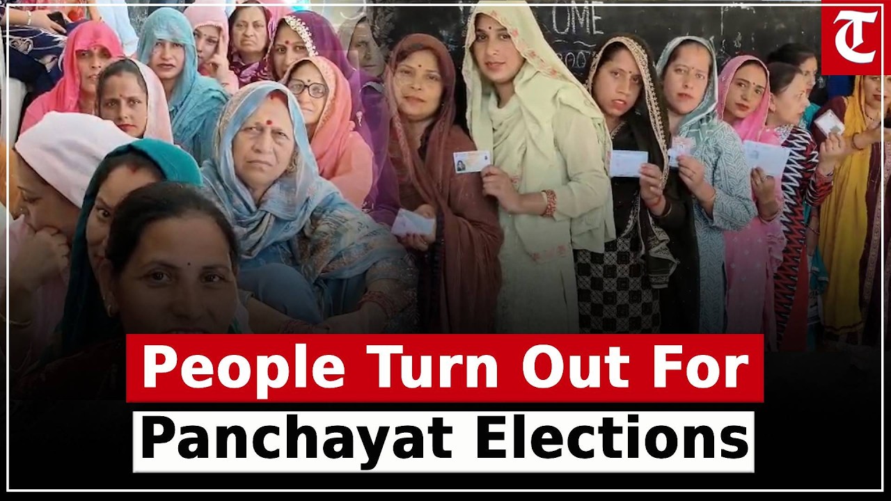 Voters queue up peacefully during Panchayat elections in Jia village, Dharamsala.
