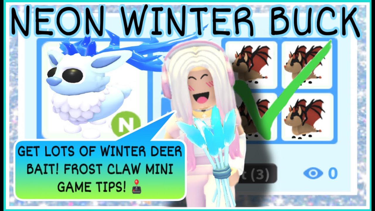 🤯Trading Neon LEGENDARY Winter BUCK in Adopt Me! + Frost Claw Mini Game Tips!! 🎮