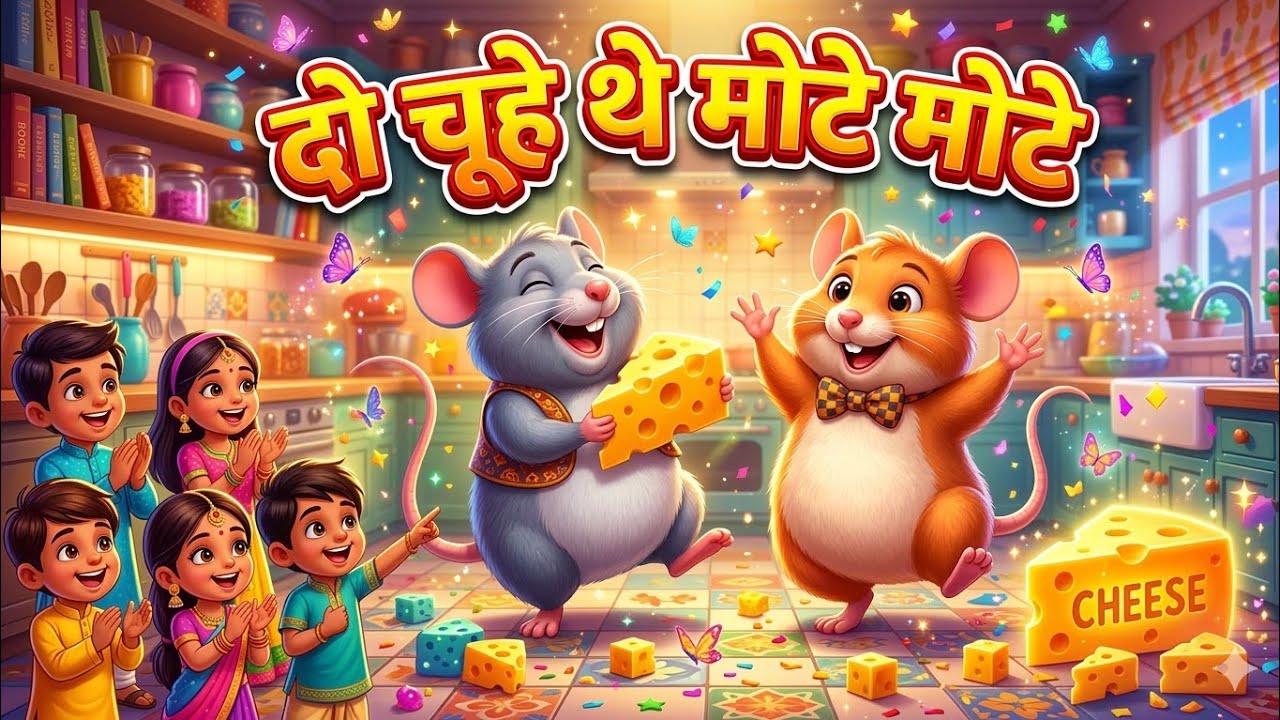 दो चूहे थे मोटे मोटे थे | Do Chuhe The Mote Mote The I Hindi Nursery Rhymes for Kids |KindBee Rhymes
