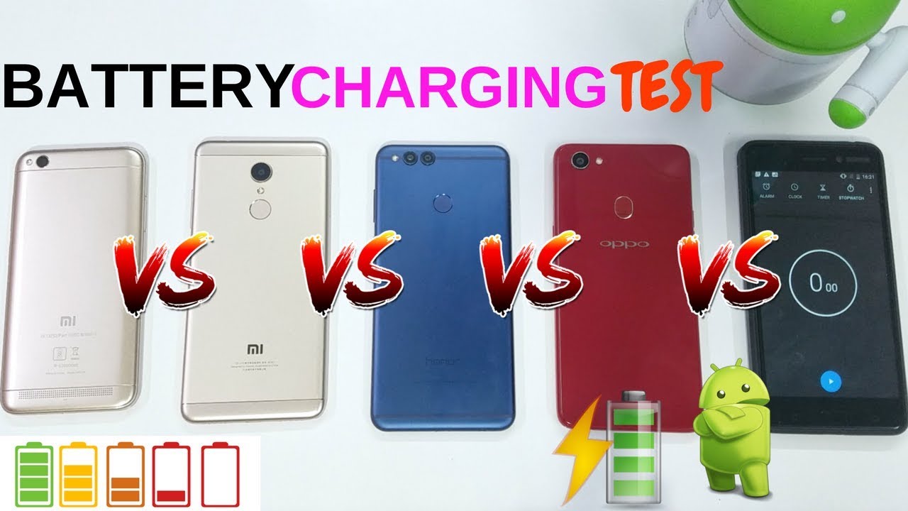 Battery Charging Test Oppo F7 VS Honor 7X VS Redmi 5 VS Redmi 5A