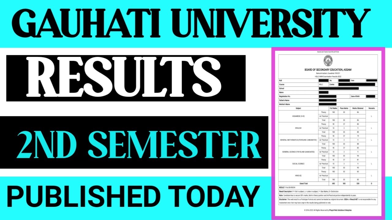 Gauhati University Result 2022 / 2nd Semester Result with Marksheet