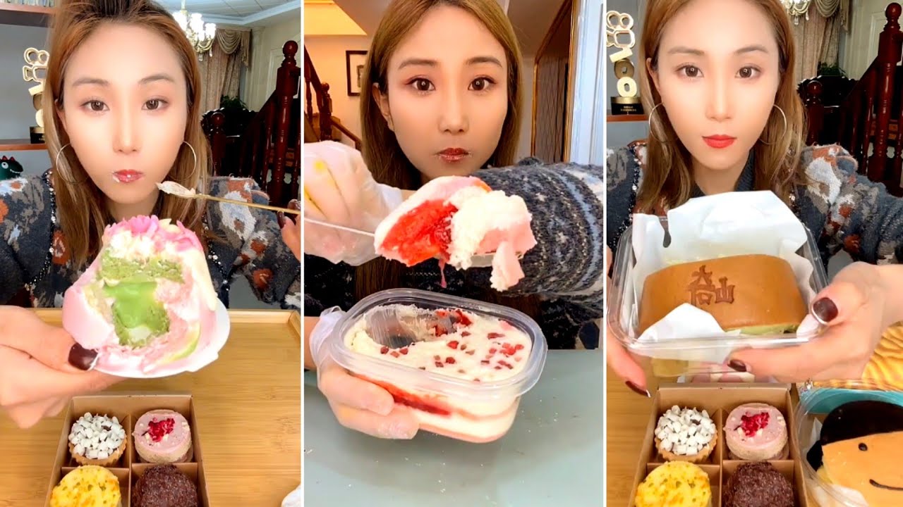 [ENG SUB] Starbucks Sakura,Lava Heart,Matcha Cake,Jasmine mochi 디저트 먹방 デザートモクバン ของหวาน มุกบัง#asmr 