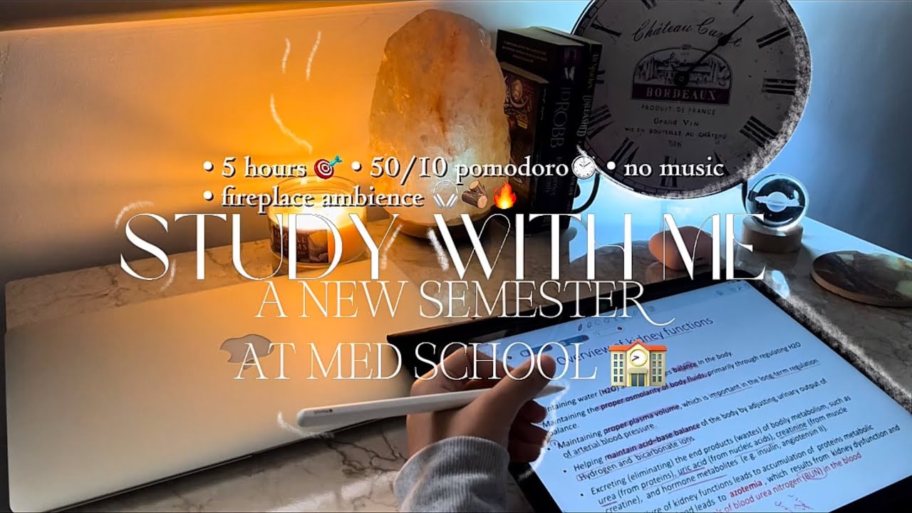[ A NEW SEMESTER AT MED SCHOOL ] 🏫 study with me 5 hours | 50/10 pomodoro ⏱️ | no music 