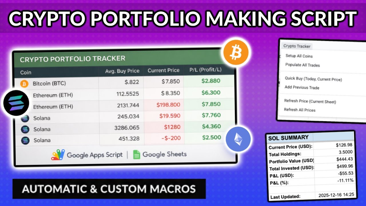 Build a Crypto Portfolio Tracker in Google Sheets | Apps Script Tutorial | Track Trades + Live Price