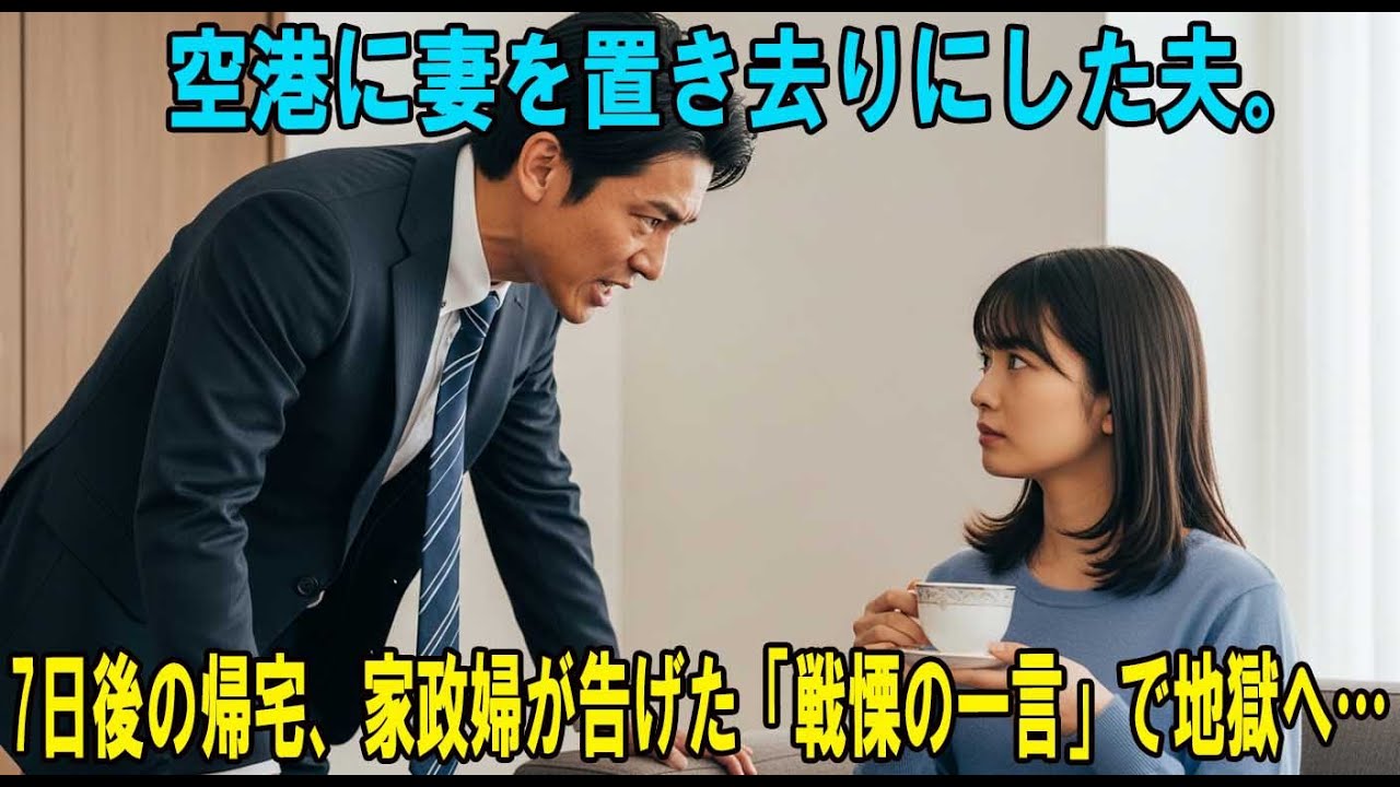 夫は私を空港に一人残し、車を走らせて去って行った。七日後、彼が家に帰ってきた時、家政婦が放った一言に、彼は愕然とし、手足が震えだした…。