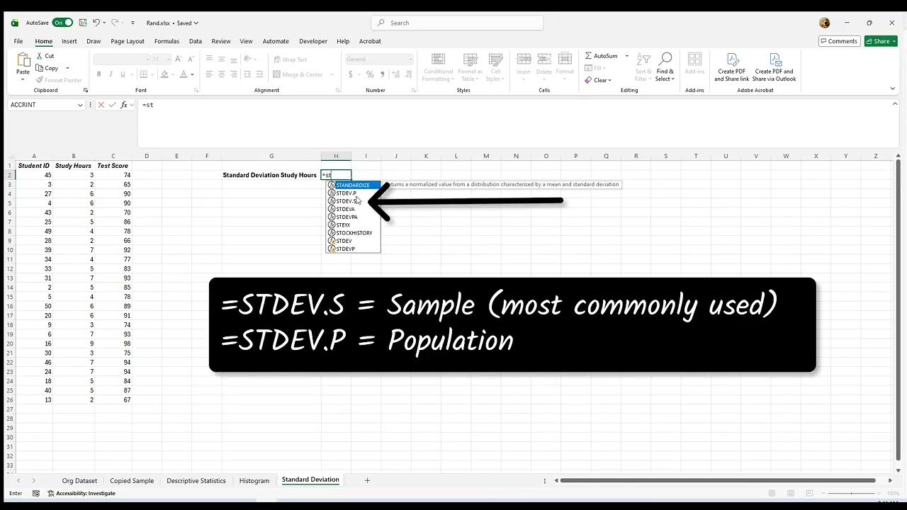 Calculating Standard Deviation