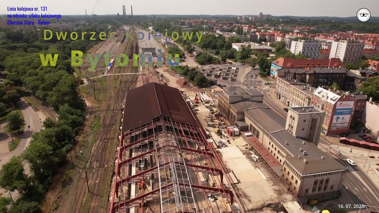 Przebudowa Linii kolejowej nr.131- Część 2 - na odcinku: Chorzów Stary-Bytom w dn.16. 07. 2023r (4K)