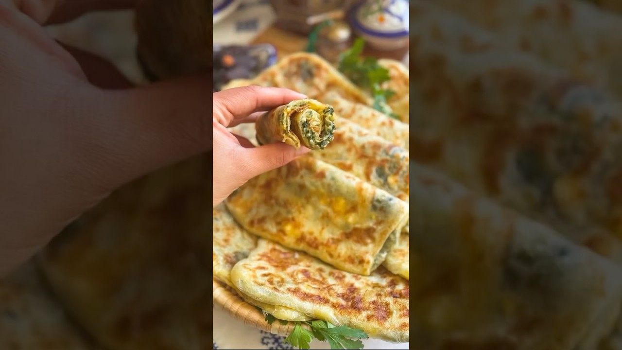 Mssemen &eacute;pinard feta مسمن بالسبانخ و الجبن #msemen #&eacute;pinards #مسمن #مسمن_مغربي #مسمن_معمر #مسمن