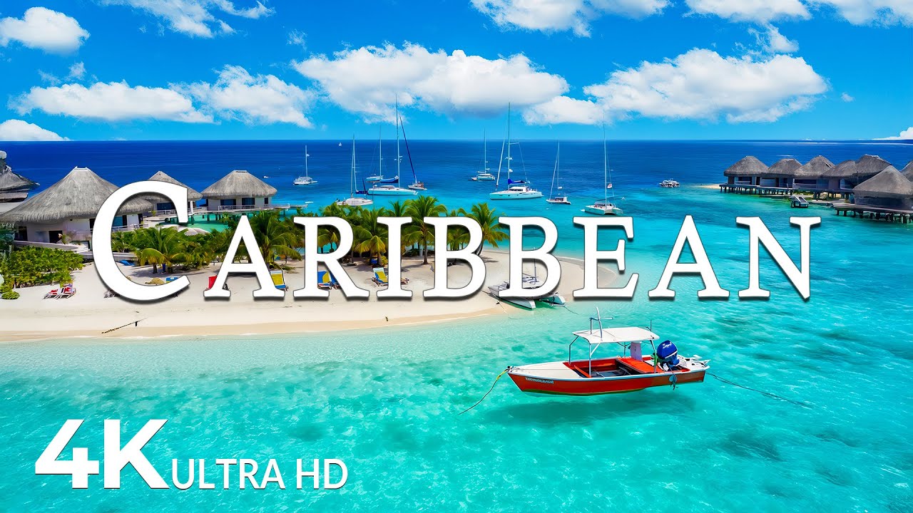 FLYING OVER CARIBBEAN (4K UHD) &ndash; Soothing Music Along With Beautiful Nature Video - 4K Video ULTRAHD