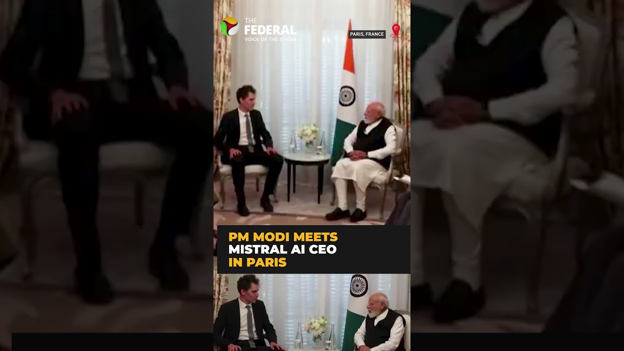 PM Modi meets Mistral AI CEO Arthur Mensch in Paris | #shorts