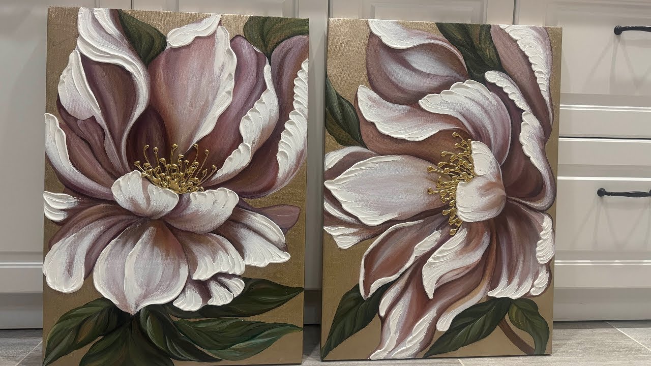 Stunning Textured Flowers on Canvas: Easy Acrylic Painting Tutorial!