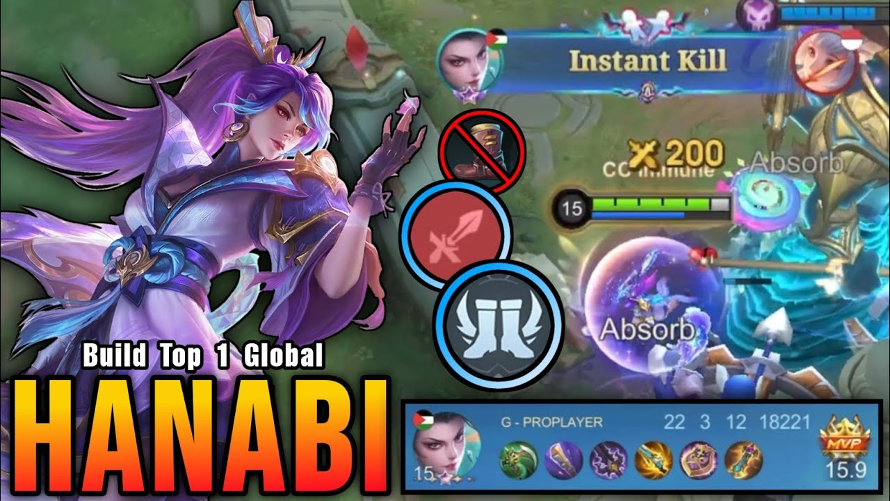 22 Kills!! No Boots Hanabi Instant Delete Enemies!! - Build Top 1 Global Hanabi ~ MLBB