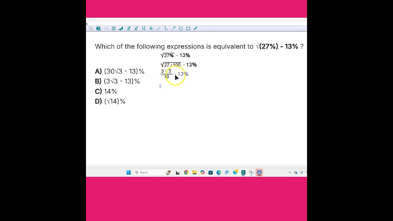 SAT Trick Question: &radic;(27%) &minus; 13% (Most People Panic? )