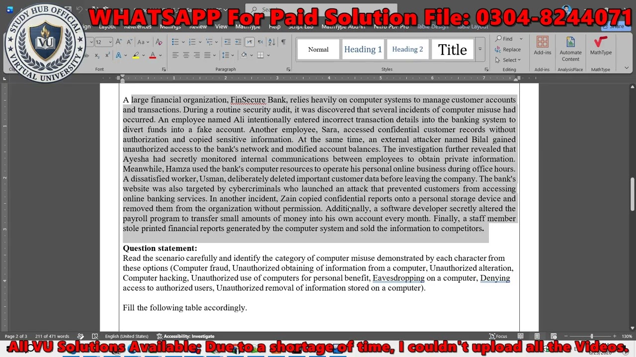 CS625 Assignment 2 Solution Spring 2026 , CS625 Assignment 2 Solution 2026 #CS625 #vuassignments