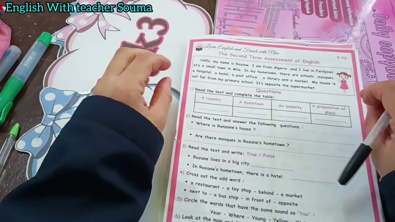 السنة الخامسة ابتدائي تقويم اللغة الإنجليزية الفصل الثاني