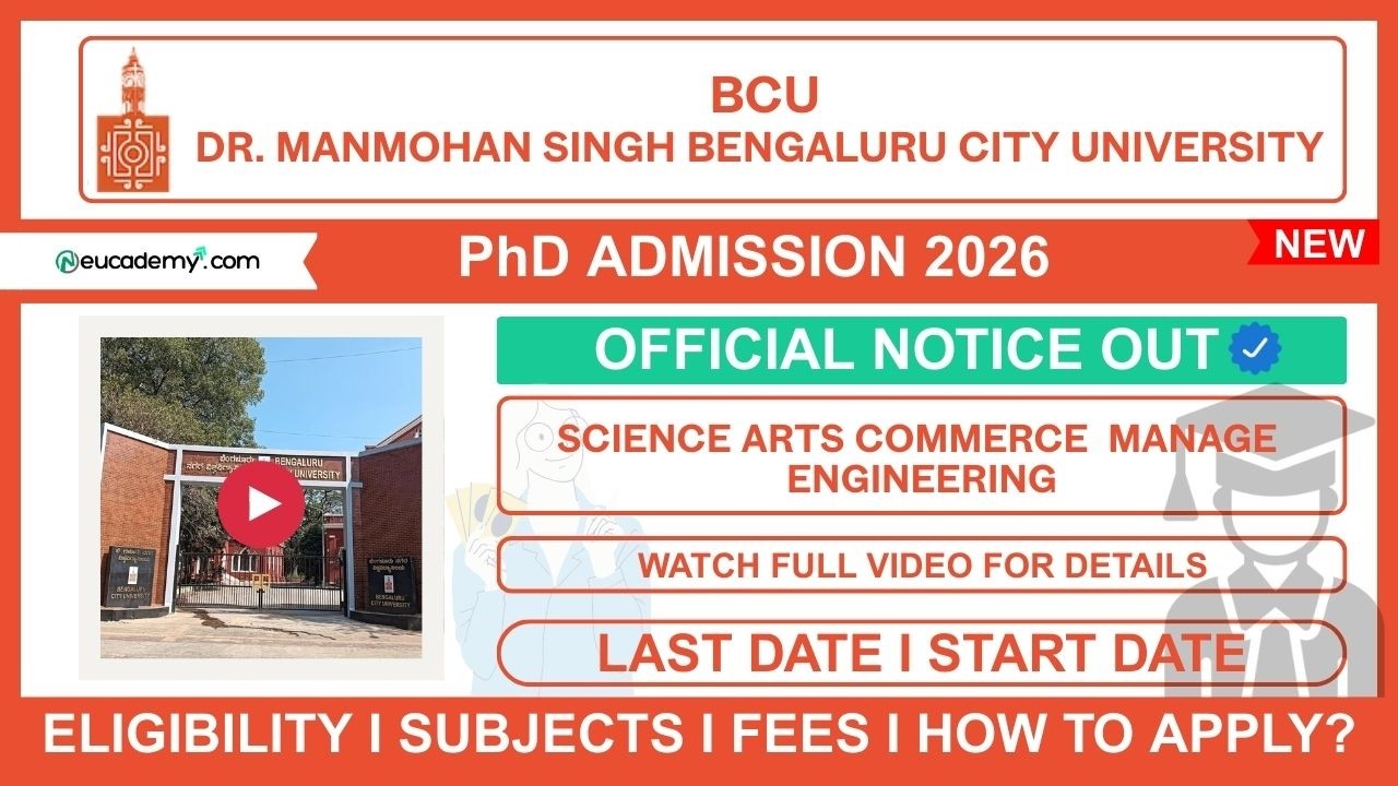 Dr. Manmohan Singh Bengaluru City University PhD Admission 2026-27 | Eligibility, Dates & Fees