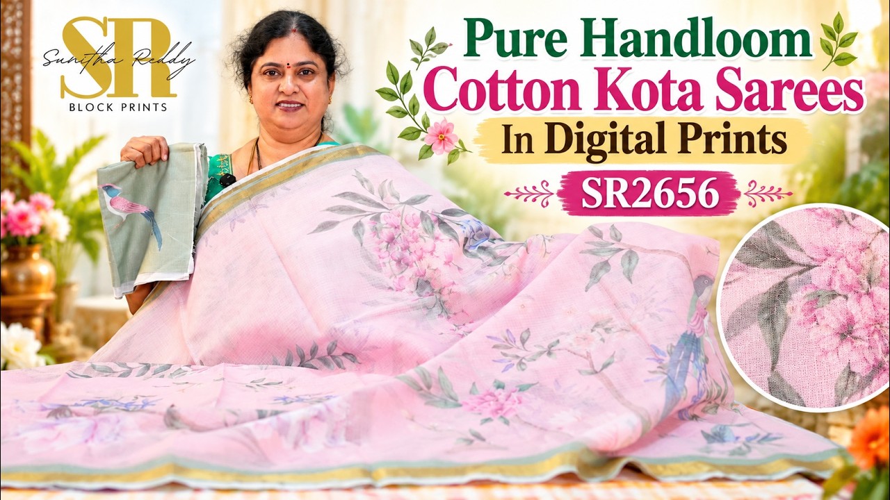 Pure Handloom Cotton Kota Saree in Digital Prints | Elegant & Stylish Saree Collection | Jejis Vlogs