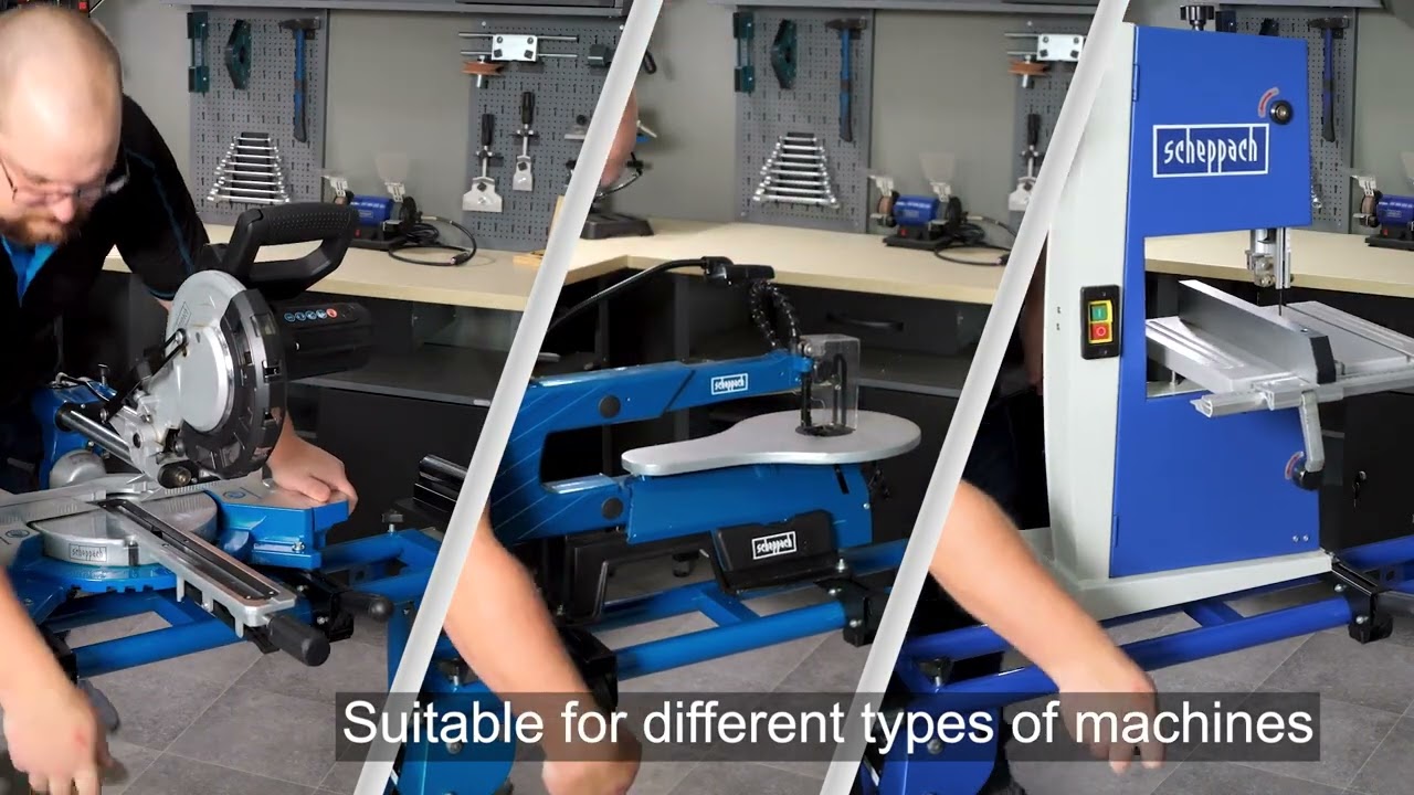 Cavalletto universale Scheppach UMF1600. Sicuri, robusti ma facili da maneggaire per le troncatrici.