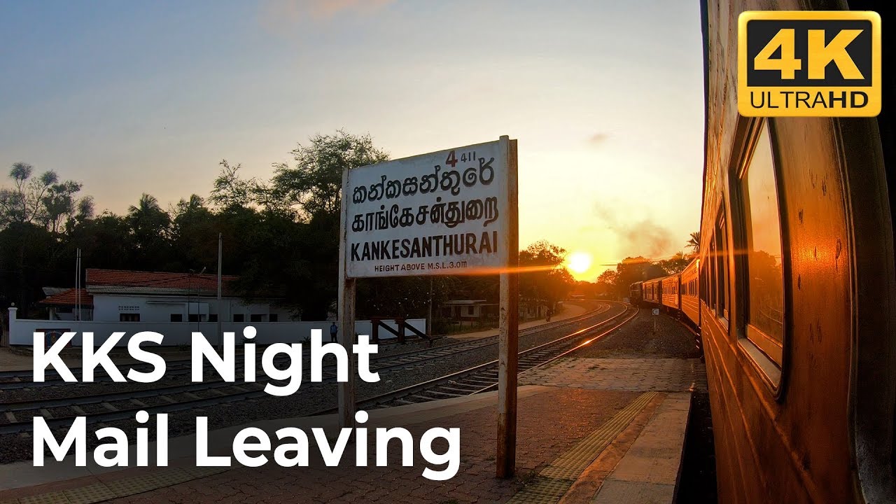 Kankesanthurai Night Mail Train Leaving from KKS Railway Station in Sri Lanka - 4K Ultra HD
