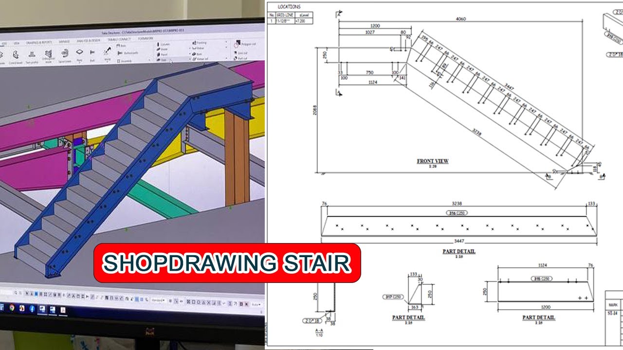 Tekla Shopdrawing Steel Stair C250