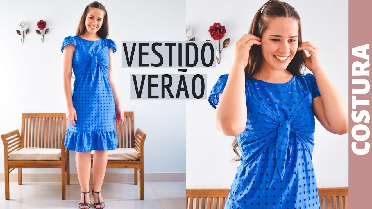 VESTIDO DE LESE COM DETALHE NO BUSTO E MANGA COPINHO LINDOOO | ELLEN BORGES