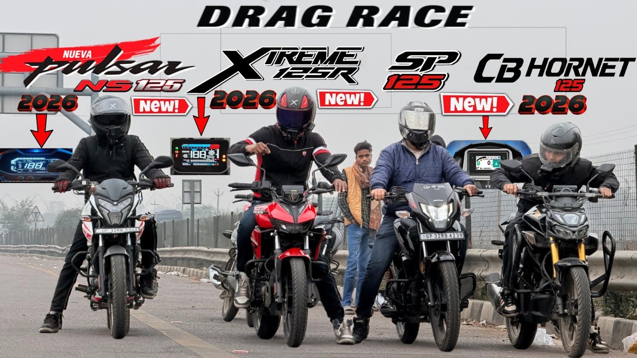 2026 Xtreme 125R VS 2026 Pulsar NS125 VS 2026 Honda SP125 VS 2026 CB Hornet 125.|| drag race.🔥||
