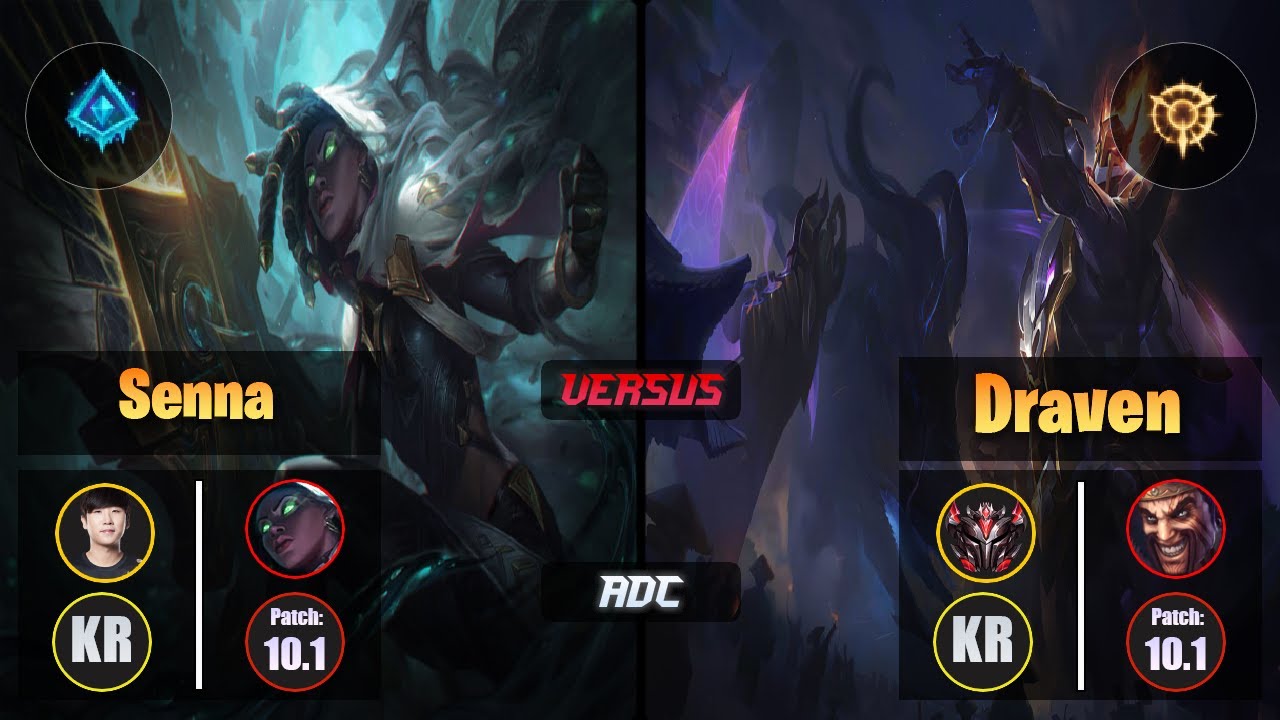 Ruler [Glacial Augment] SENNA (ADC) VS [Press the Attack] DRAVEN - Grandmaster KR Patch 10.1