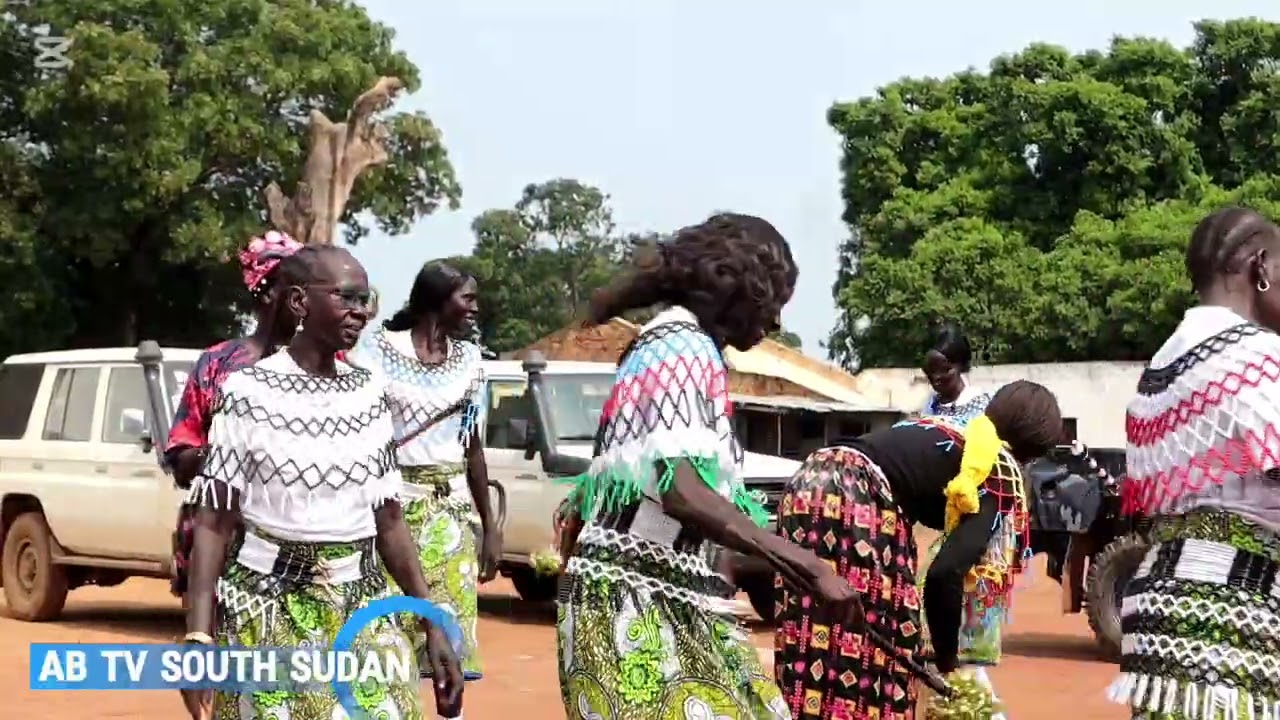 Aweil Culture women showcasing their dances during Commissioner's forum conference in Aweil Town.