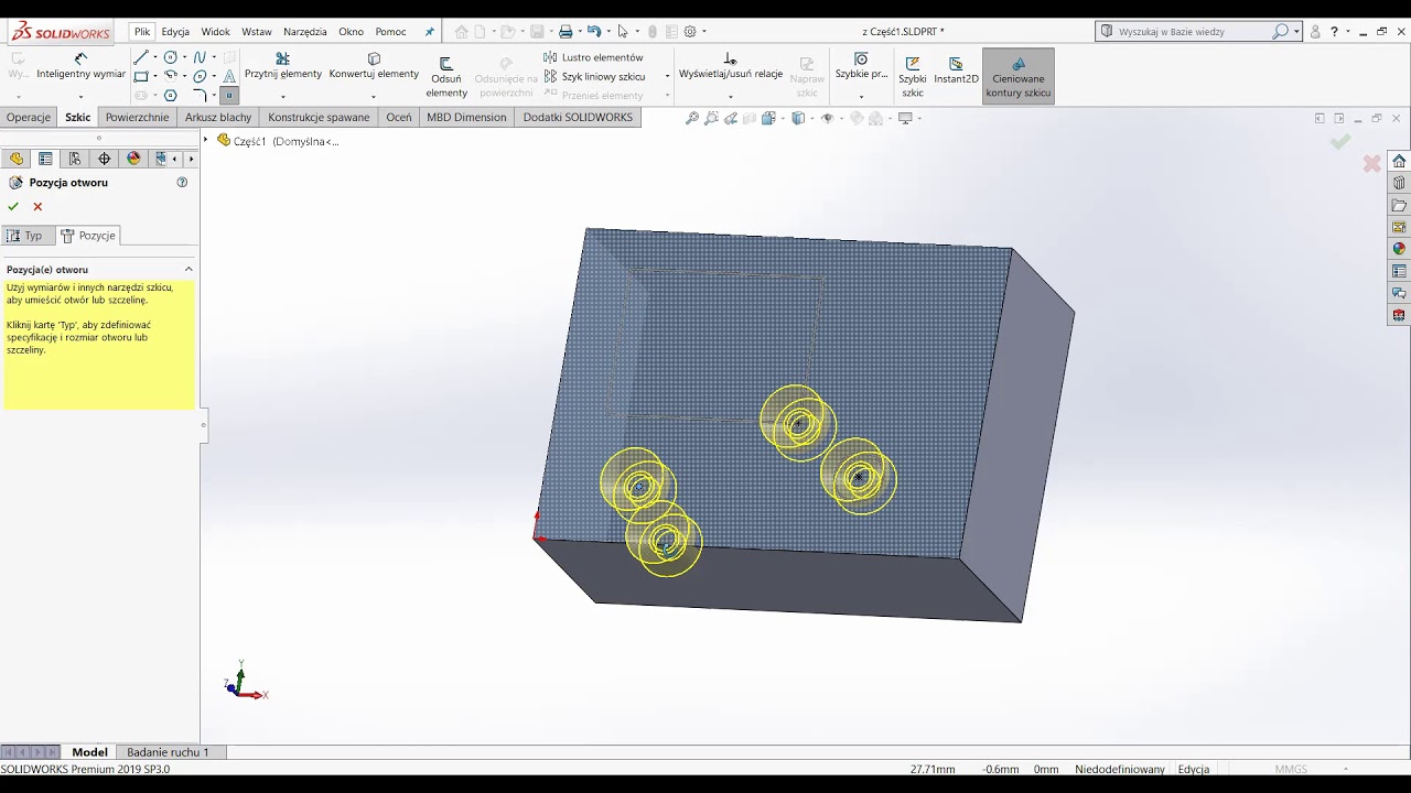 SOLIDWORKS #7 Kreator Otworu