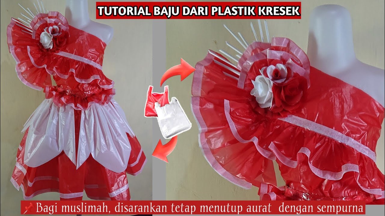 CARA MEMBUAT BAJU KOSTUM MERDEKA HAPPY DARI PLASTIK KRESEK MERAH PUTIH