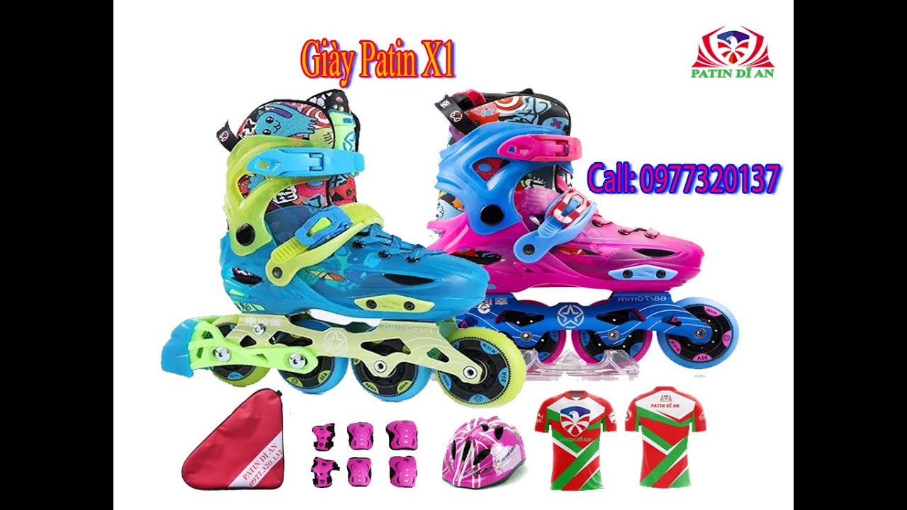 Gi&agrave;y Patin Trẻ Em Đ&aacute;ng Mua, Gi&agrave;y Patin X1  C&oacute; 2 M&agrave;u || Patin Dĩ An 0977320137